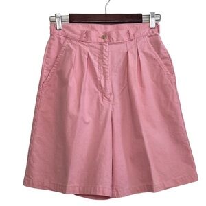 Vintage Shorts Womens Small High Waist 90s Mom Wide Leg Pink Cotton